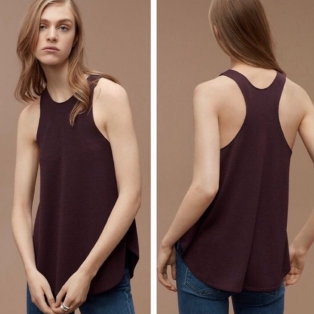 Aritzia Wilfred Free Modal/Cotton Racerback Tank Top Burgandy size XSmall